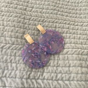 Large pastel earrings with gold